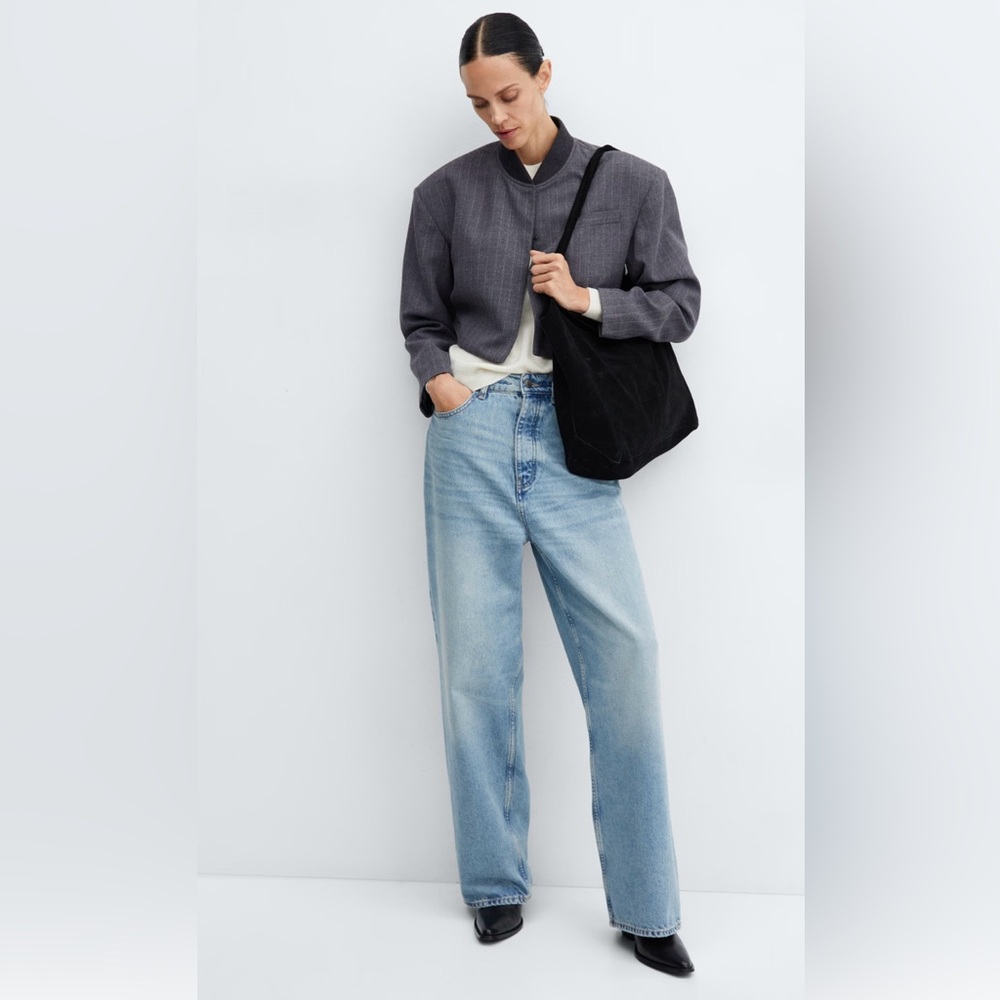 Mango MNG Suede Leather Shopper Bag